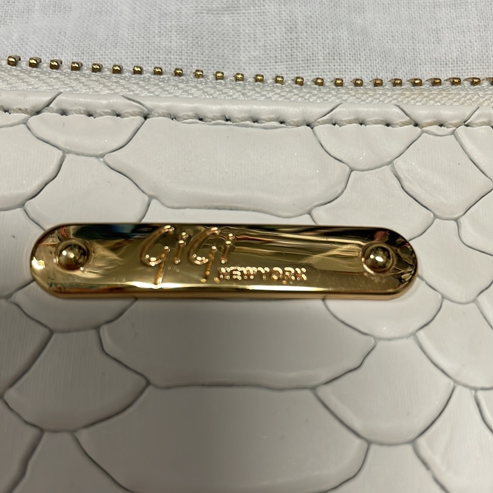 White Embossed Python Clutch. - image 2